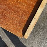 Vintage wooden console/desk with tapered legs.
