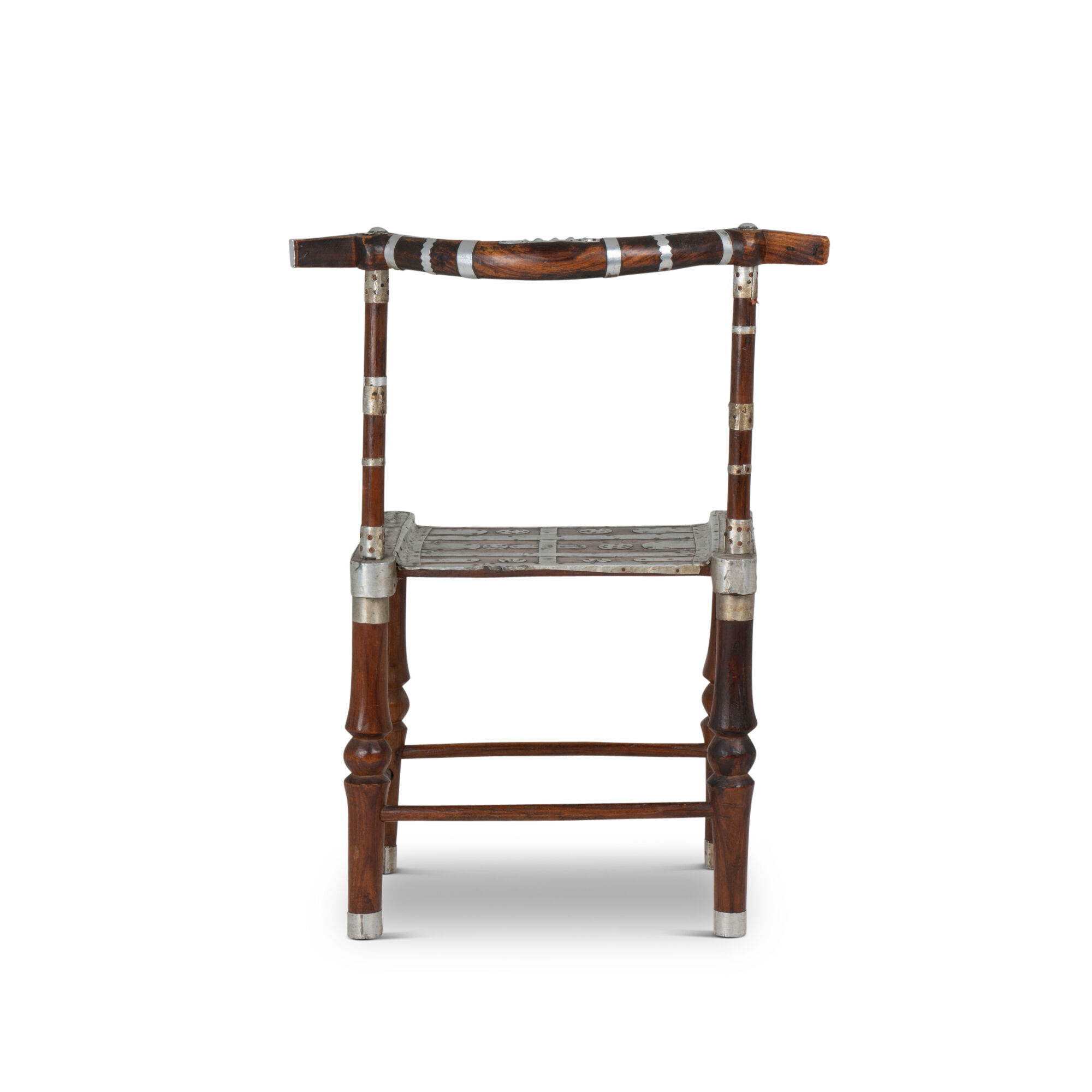 Chair decorated with hammered metal, 20th century