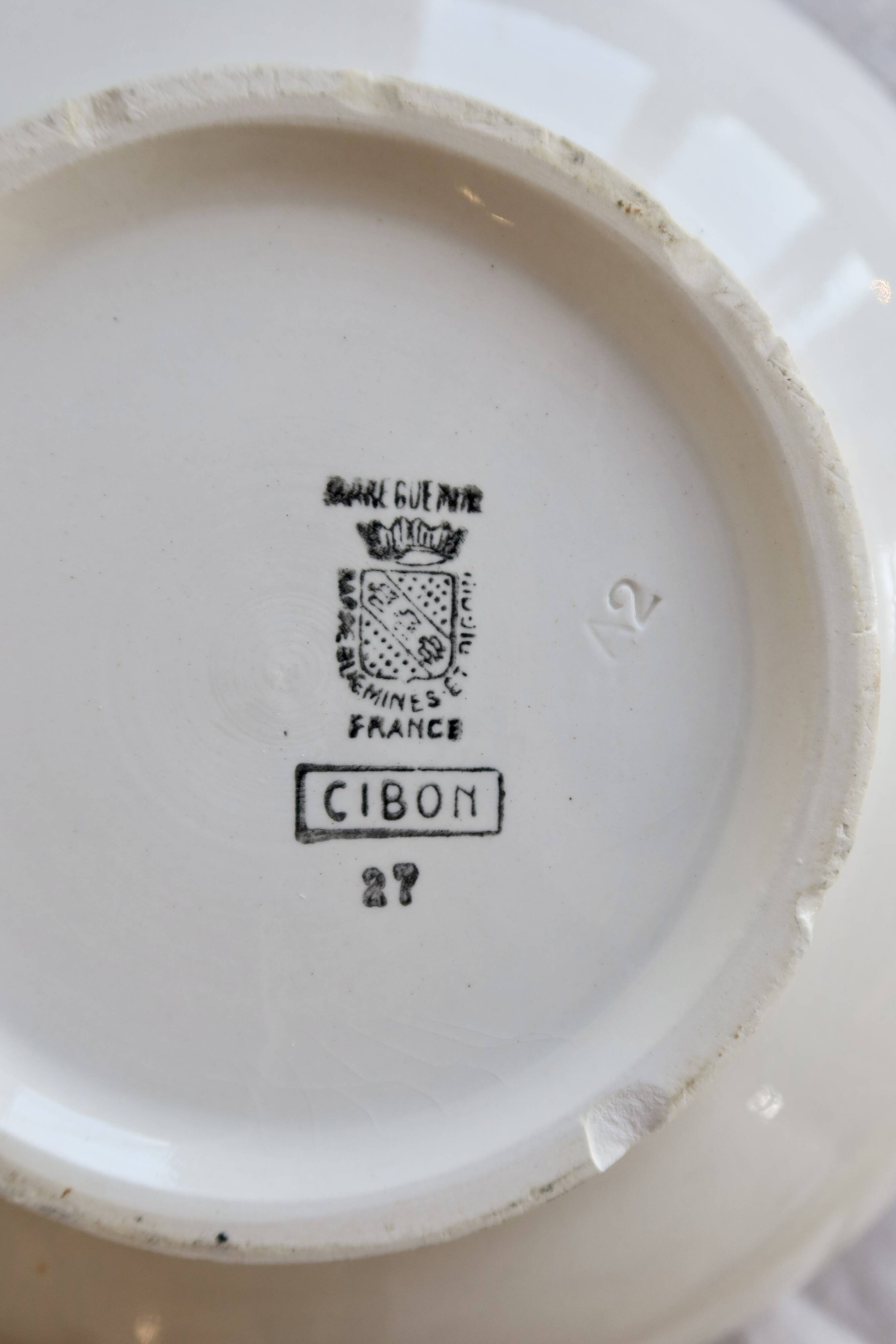 Vintage Sarreguemines salad bowl model Cibon earthenware - Red floral decoration