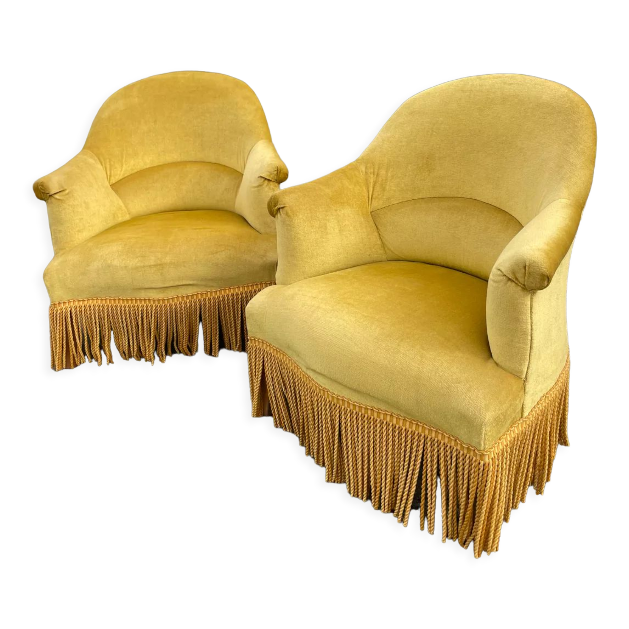 Pair of yellow toad armchairs