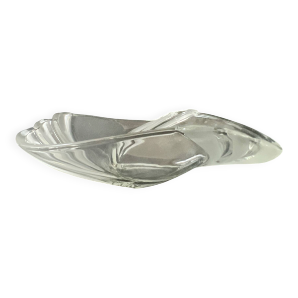 Grande corbeille ou vide poche en verre cristallin Art Déco