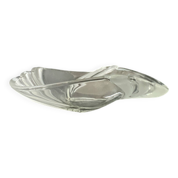 Grande corbeille ou vide poche en verre cristallin Art Déco