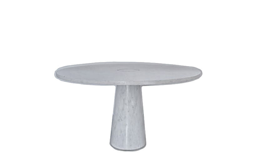 Eros round dining table in white Carrara marble, Italy, 70s in