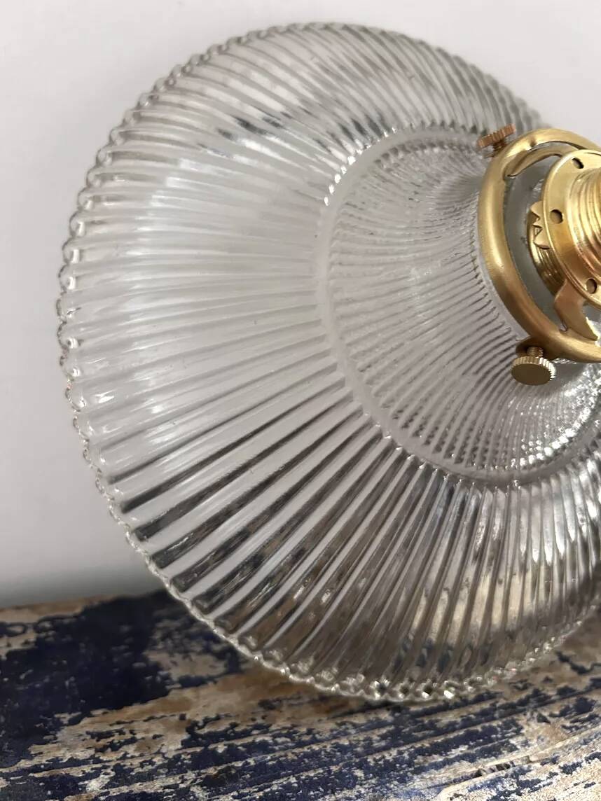 Vintage holophane glass pendant light