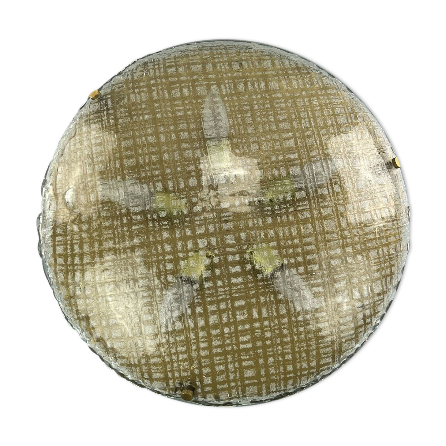 60s 70s lamp light plafoniere flush mount ice glass hillebrand 60s