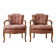 Pair of antique Louis XV armchairs in wood and pink fabric.