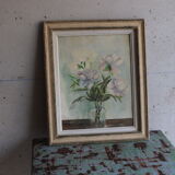 Still life watercolor bouquet of peonies