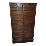 Old double curtained oak filing cabinet