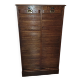 Old double curtained oak filing cabinet