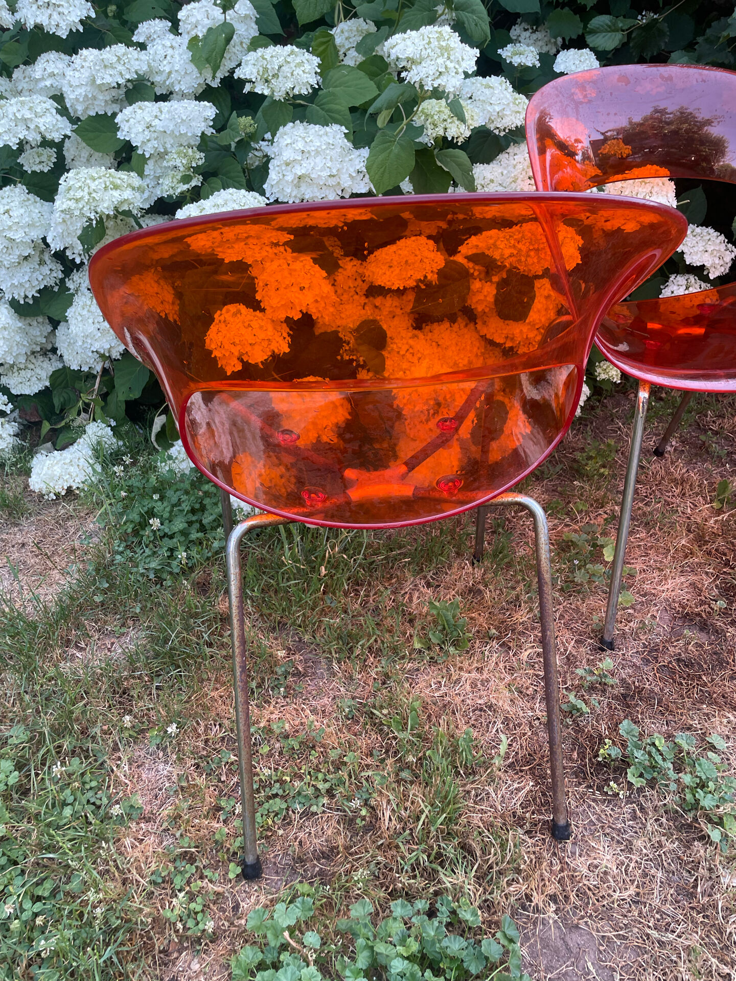 Translucent orange chairs