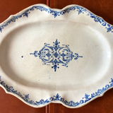 Plat oblong faience XVIIIe - camaieu bleu