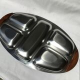 Plateau compartimenté inox et teck