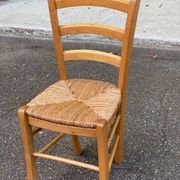 Chaise de bureau bois massif blond et paille Louis Philippe
