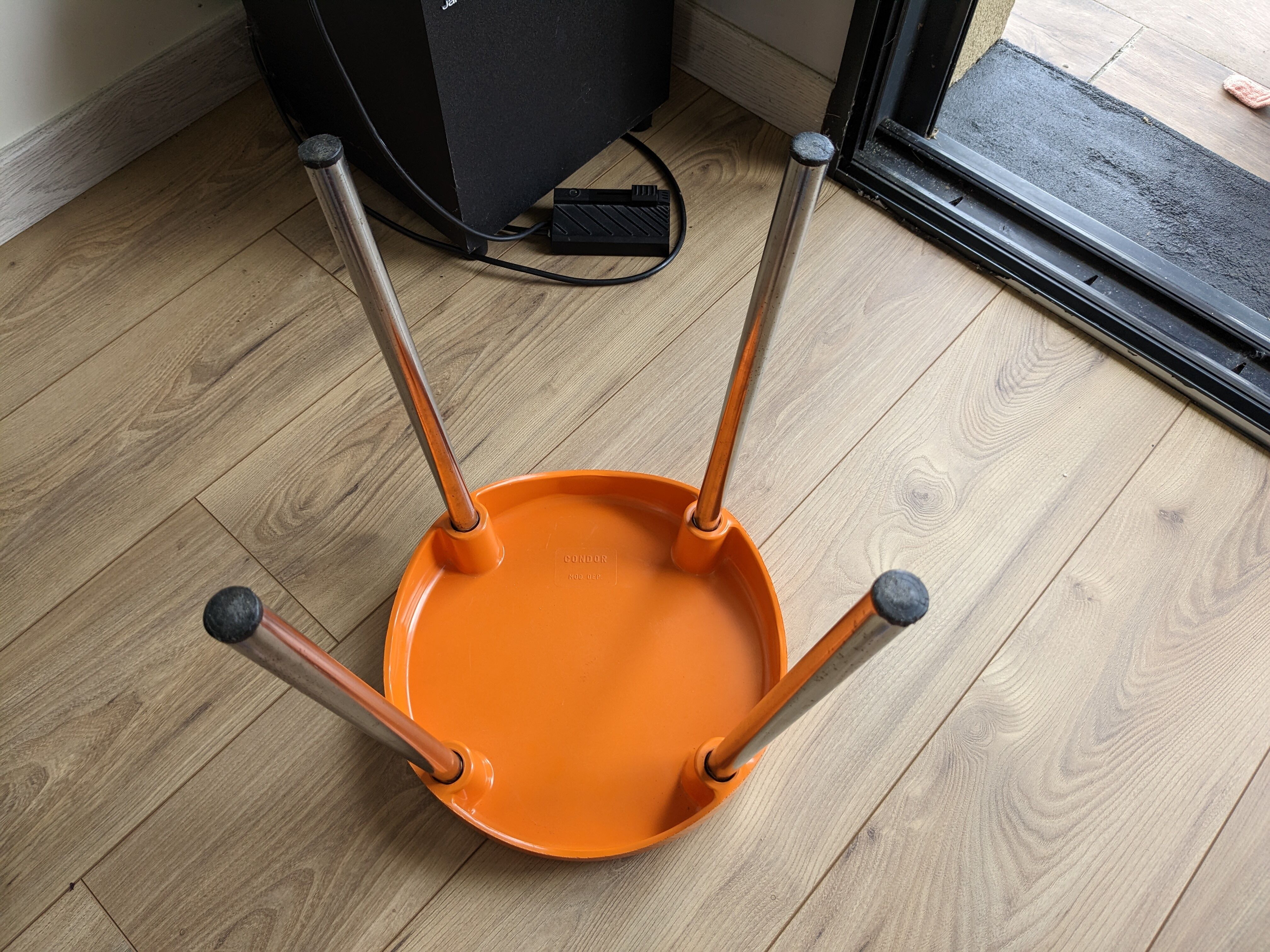 Tabouret Condor orange vintage années 70