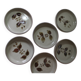 6 small vintage Arnon stoneware flower deep plates