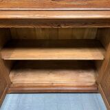 Armoire d'école en pin belge avec vitres nervurées