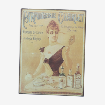 Plaque tôle publicitaire ancienne Parfumerie Charlet - Paris