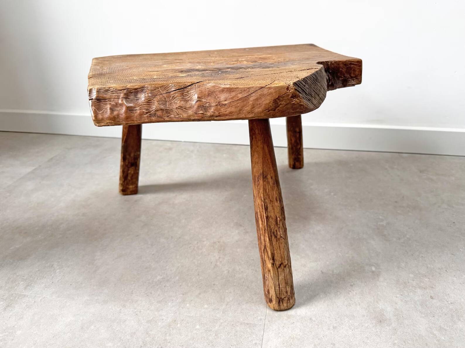 Mid Century rustic tree trunk side table