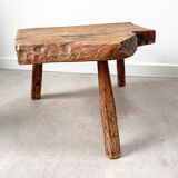 Mid Century rustic tree trunk side table