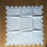 Bed adornment, 1 sheet and 2 embroidered pillowcases