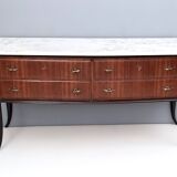 Commode en noyer noir, fabriquée par Dassi, avec plateau en marbre de Carrare, Italie