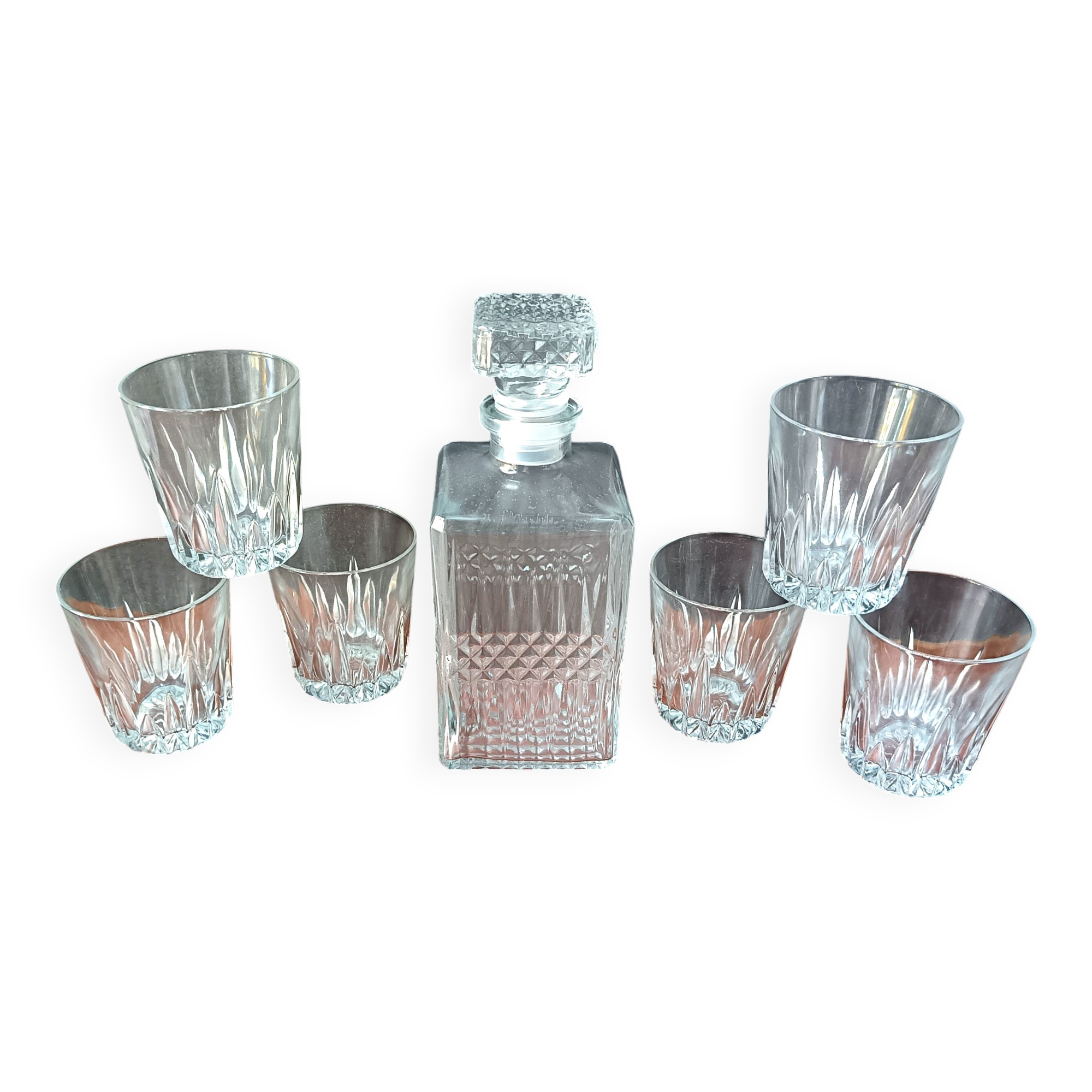 Service à whisky Luminarc verre pressé transparent vintage