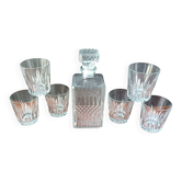 Luminarc whiskey set, vintage clear pressed glass