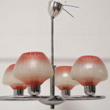 Lustre en chrome et verre, années 1950