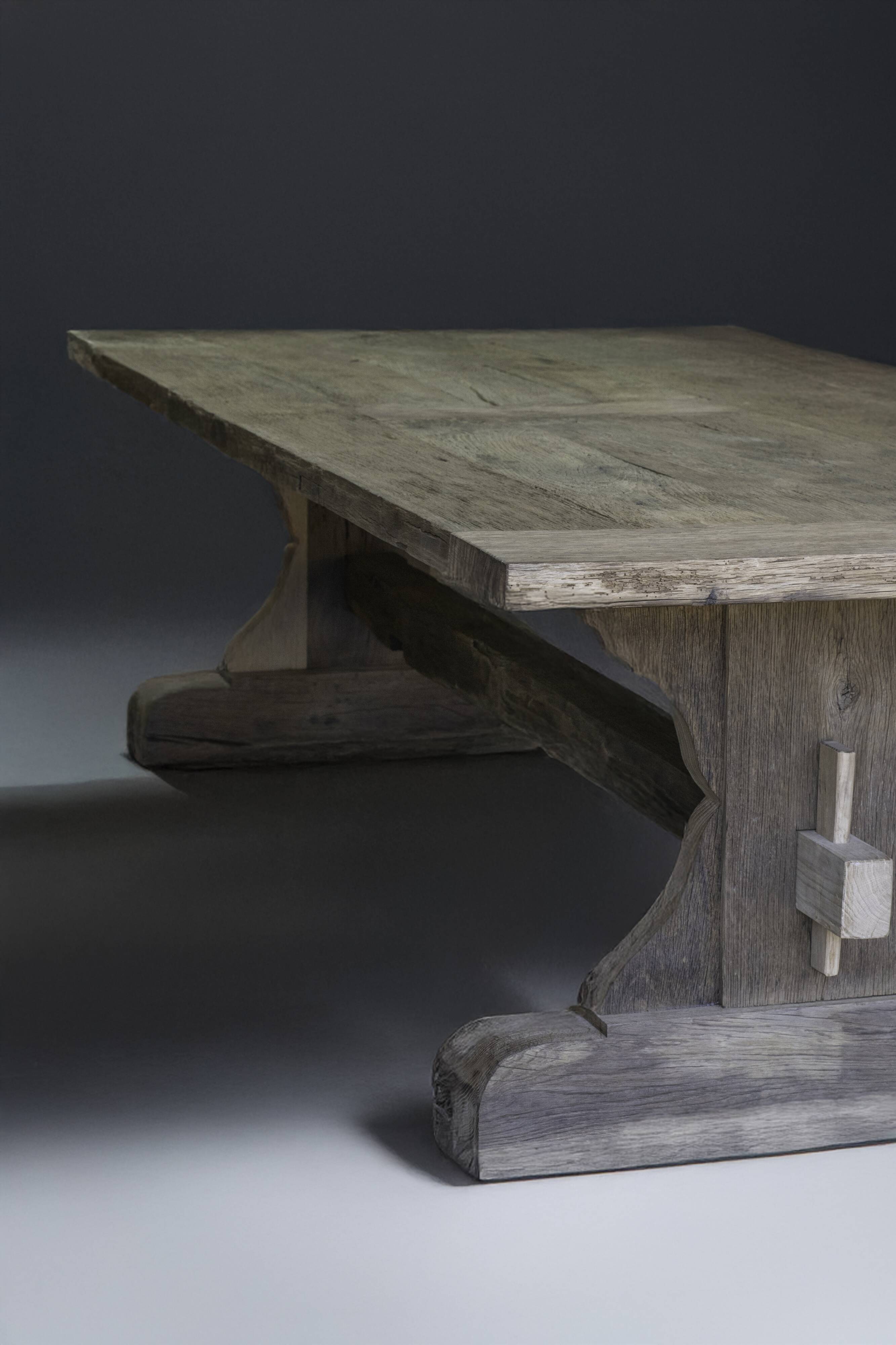 Grande table à manger en chêne massif récupéré, 280 × 100 × 75 cm