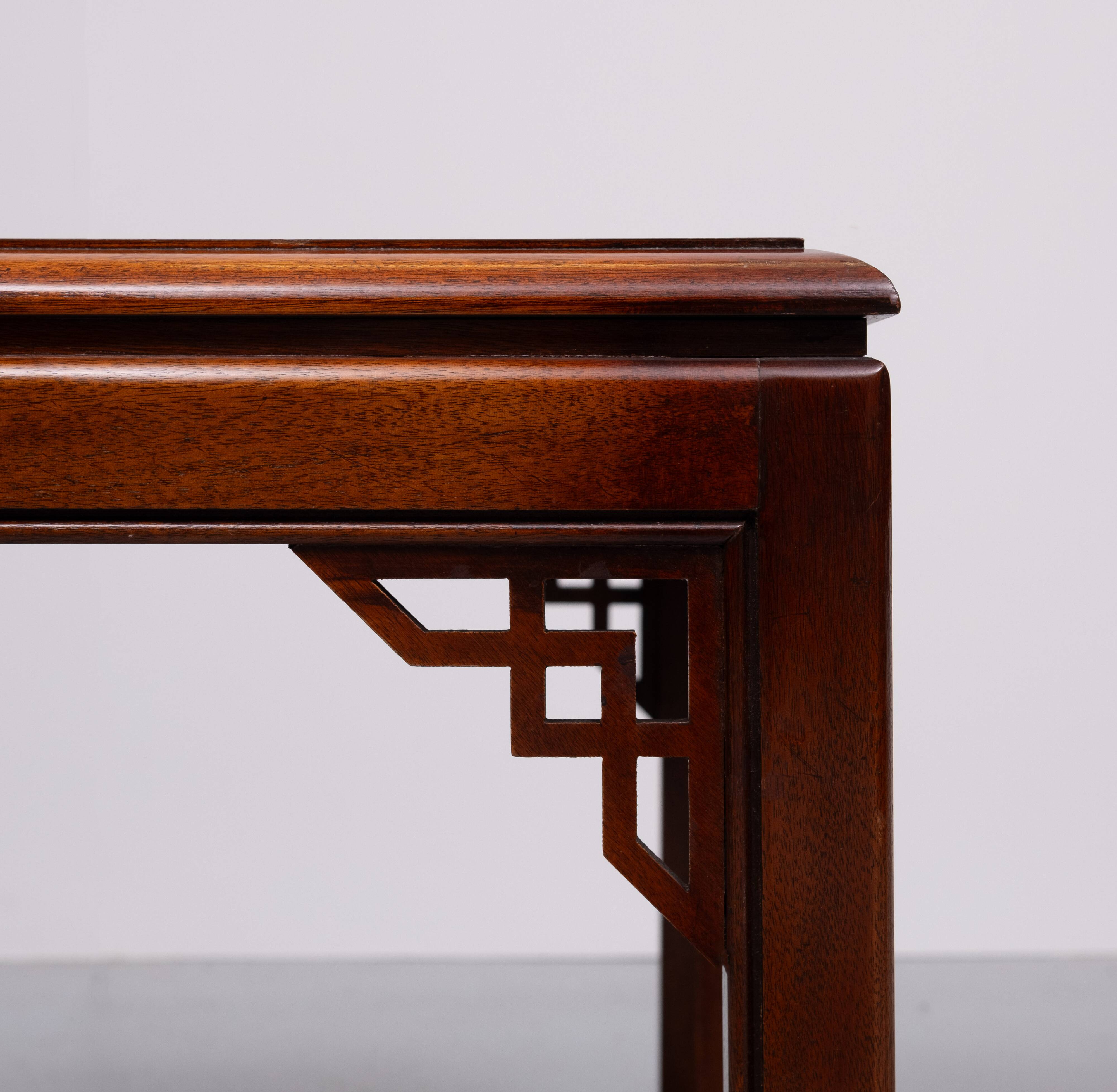 Drexel Chippendale pair Mahogany Sofa Tables 1970s USA