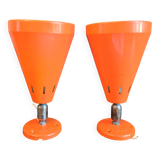 Authentic Pair of Seventies Orange wall lights from the "MBLE" brand.