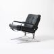 Fauteuil lounge en cuir vert et chrome, années 1970