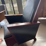 50s leather armchair - good seat - signed