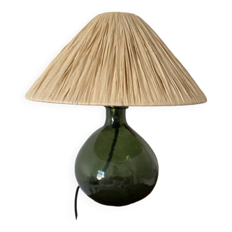 Lampe verre et rafia naturel madame stoltz