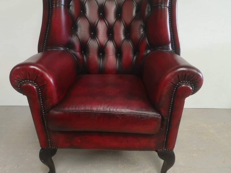 English armchair chesterfield burgundy leather