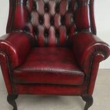 English armchair chesterfield burgundy leather