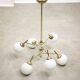 Mid-century Italian Brass and Opaline Chandelier, 50s
