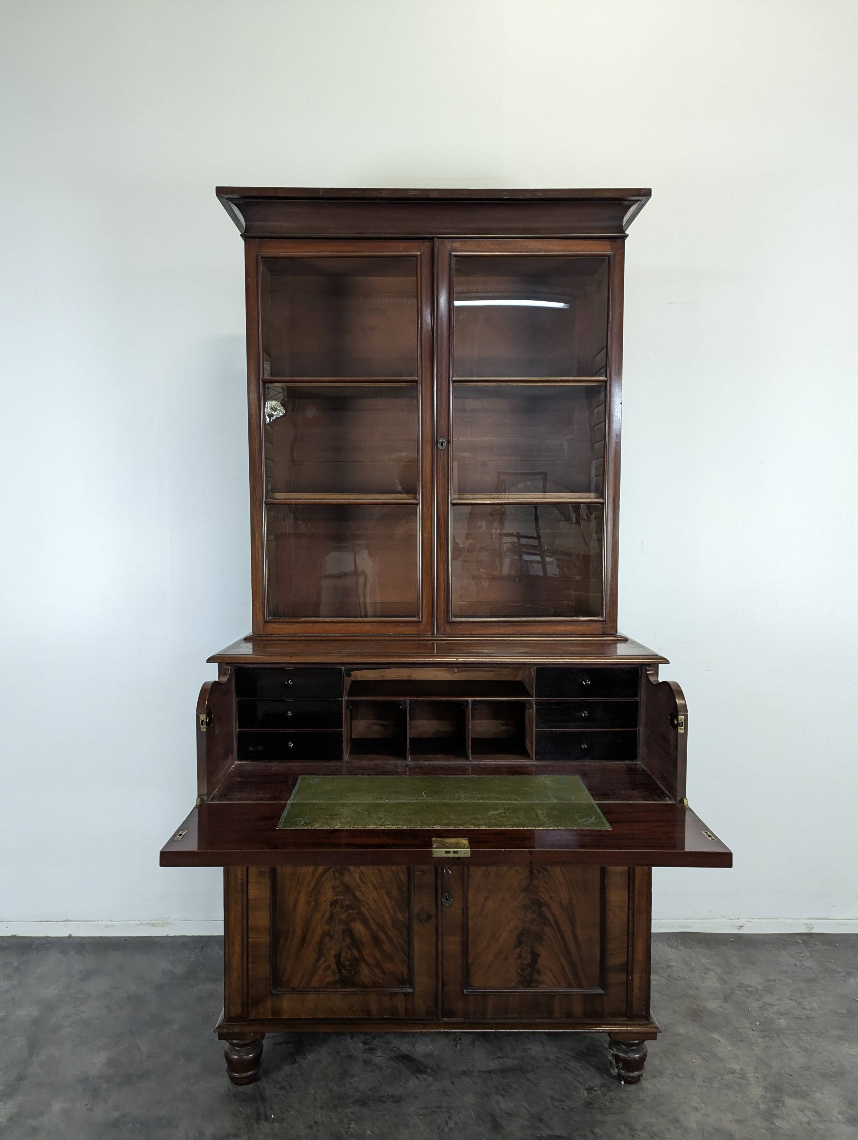 English mahogany secretary bookcase.