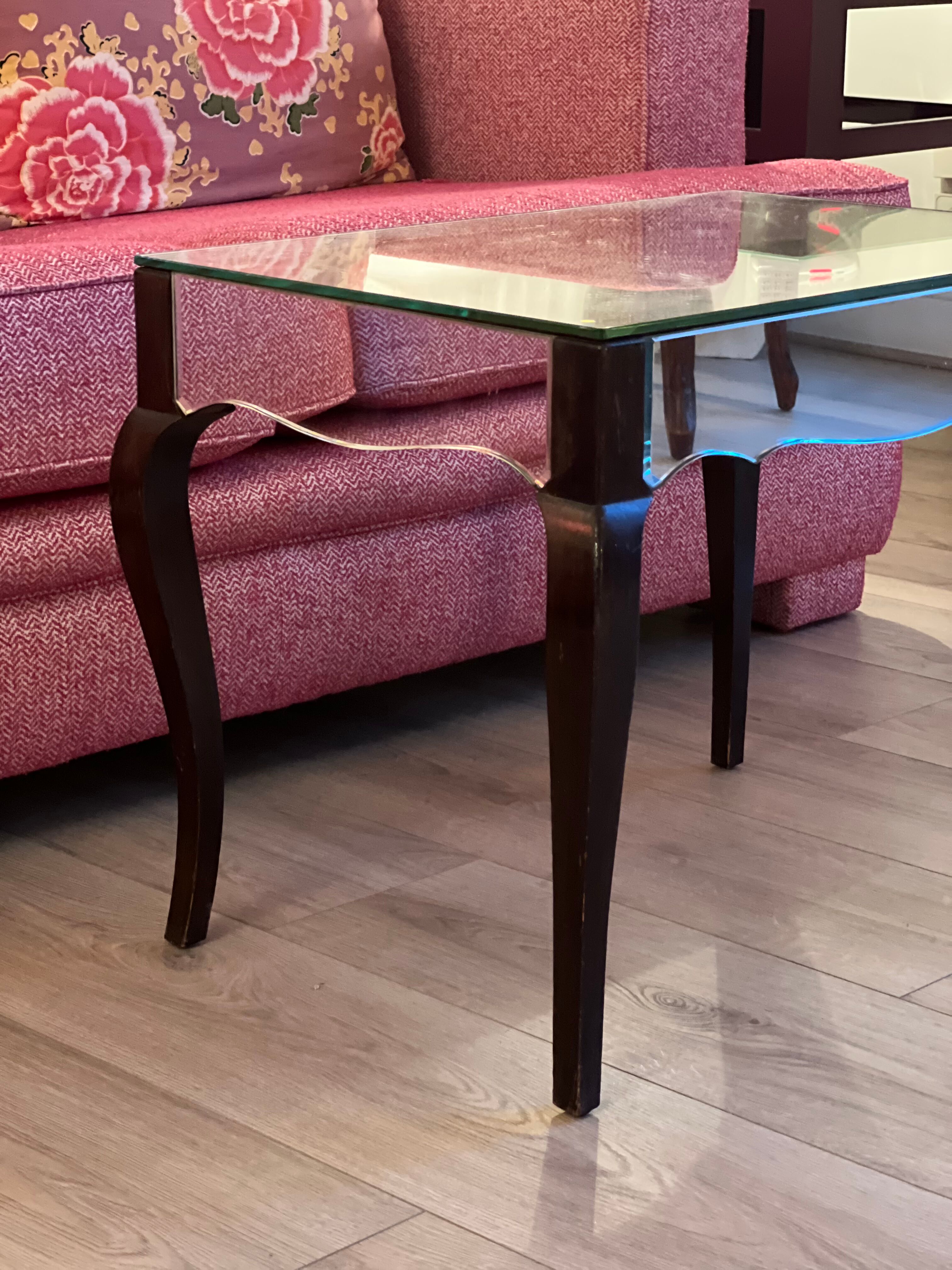 Mirror and wood side table