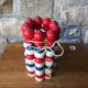 Old vintage wooden bowling game triclore plus two balls
