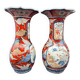 Paire de Vases Cornets Japonais Imari | Décor de Grues & Rouge de Fer