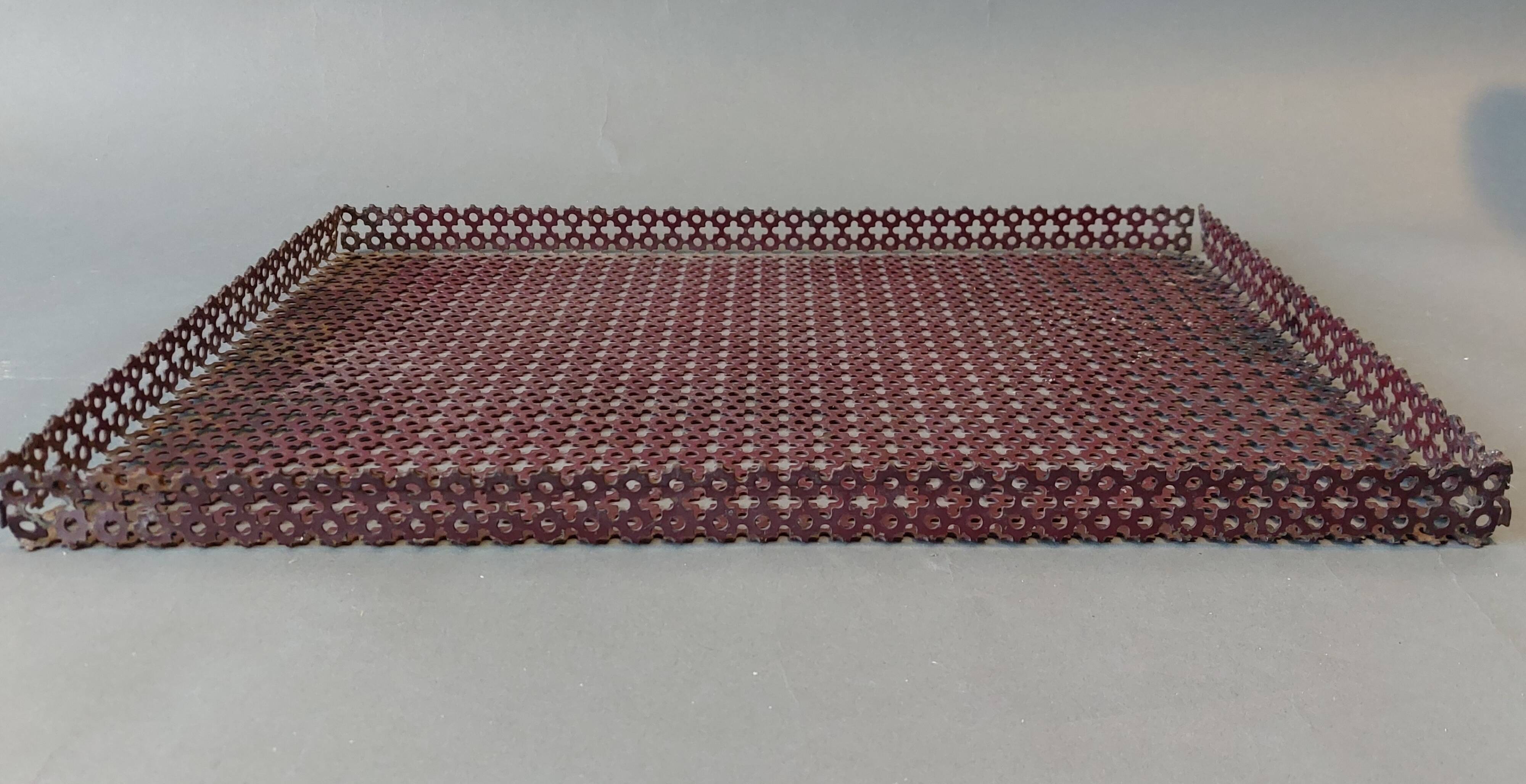 Especially table tray in perforated metal 1950.