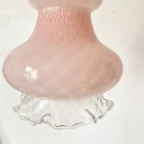 Suspensions en opaline rose et blanche