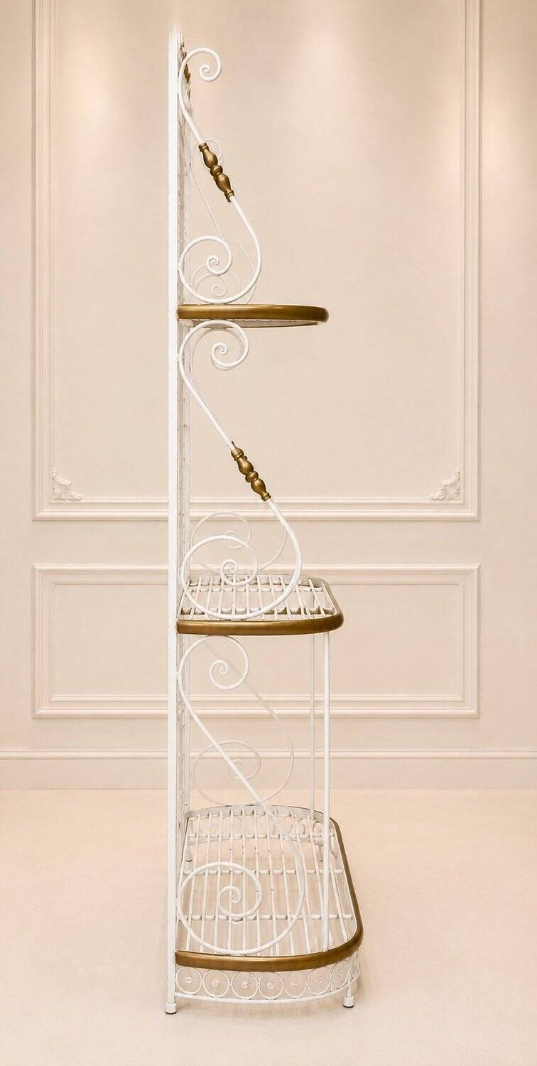 Baker's Shelf – Belle Époque Style – White Lacquered Iron and Brass