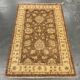 Brown Wool Rug, Handmade Floral Ziegler Carpet 148x96cm Oriental Decor