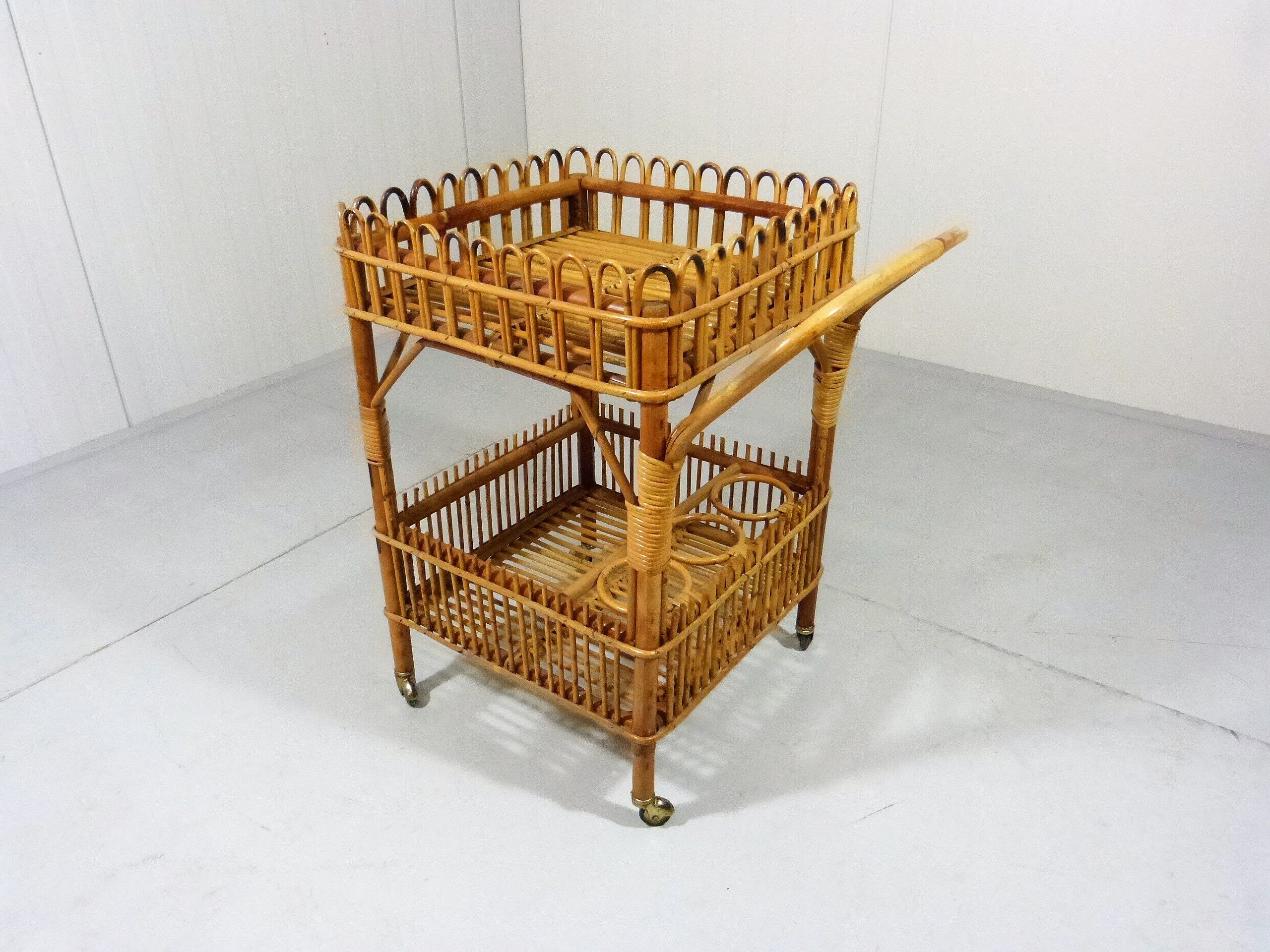 Rattan serving table 1950/60
