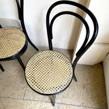 Set of 4 bistro chairs in black arched beech and canning