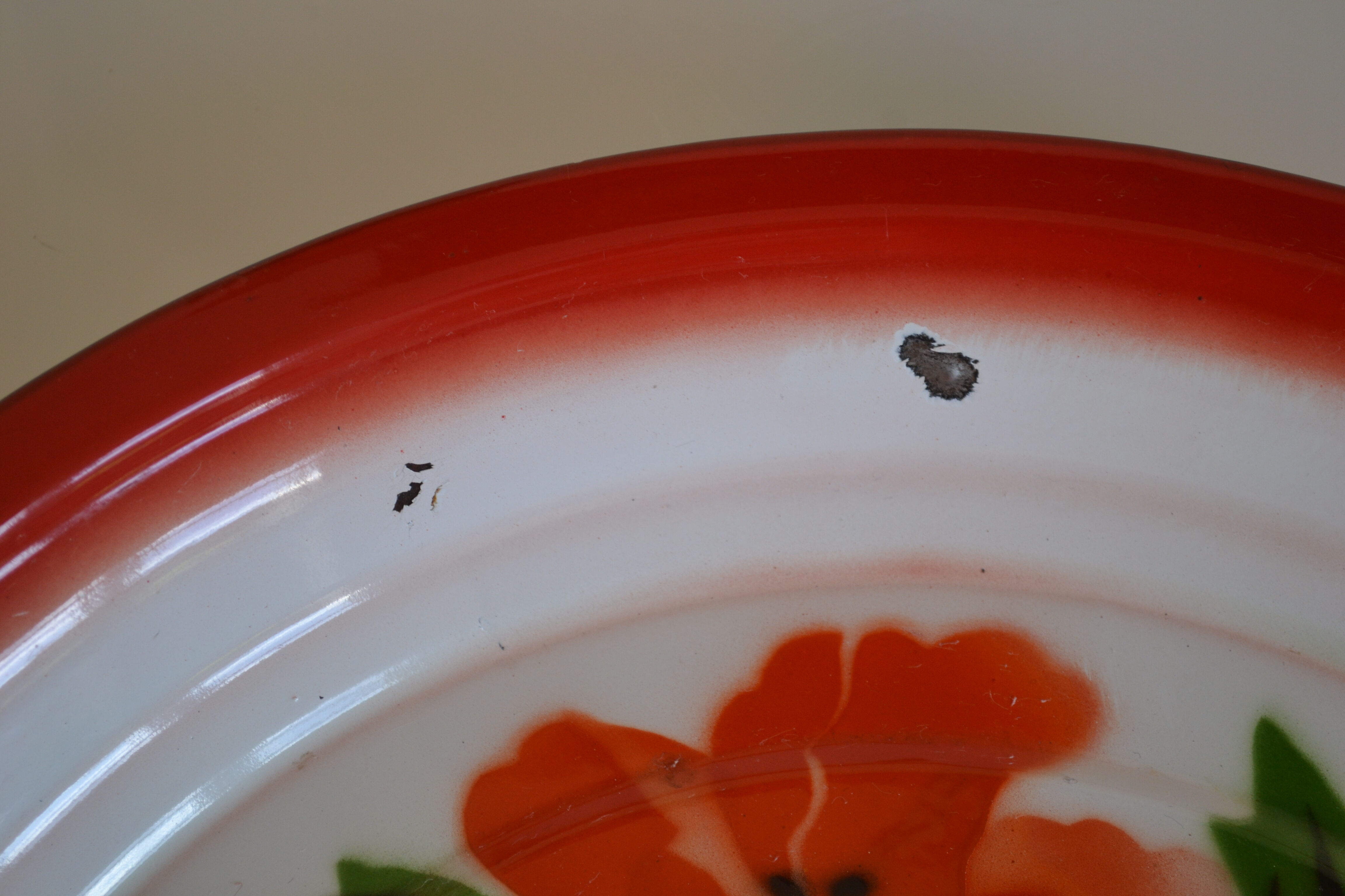 Vintage sheet metal enamelled floral tray