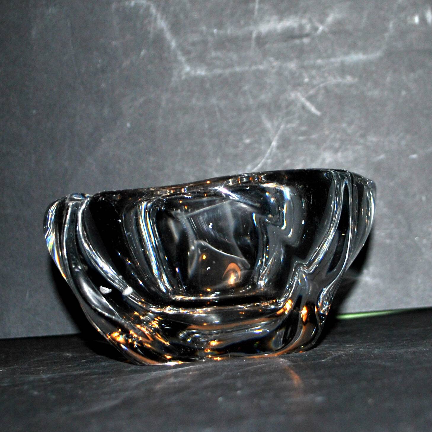 Daum crystal ashtray signed design modernist 1950-1960
