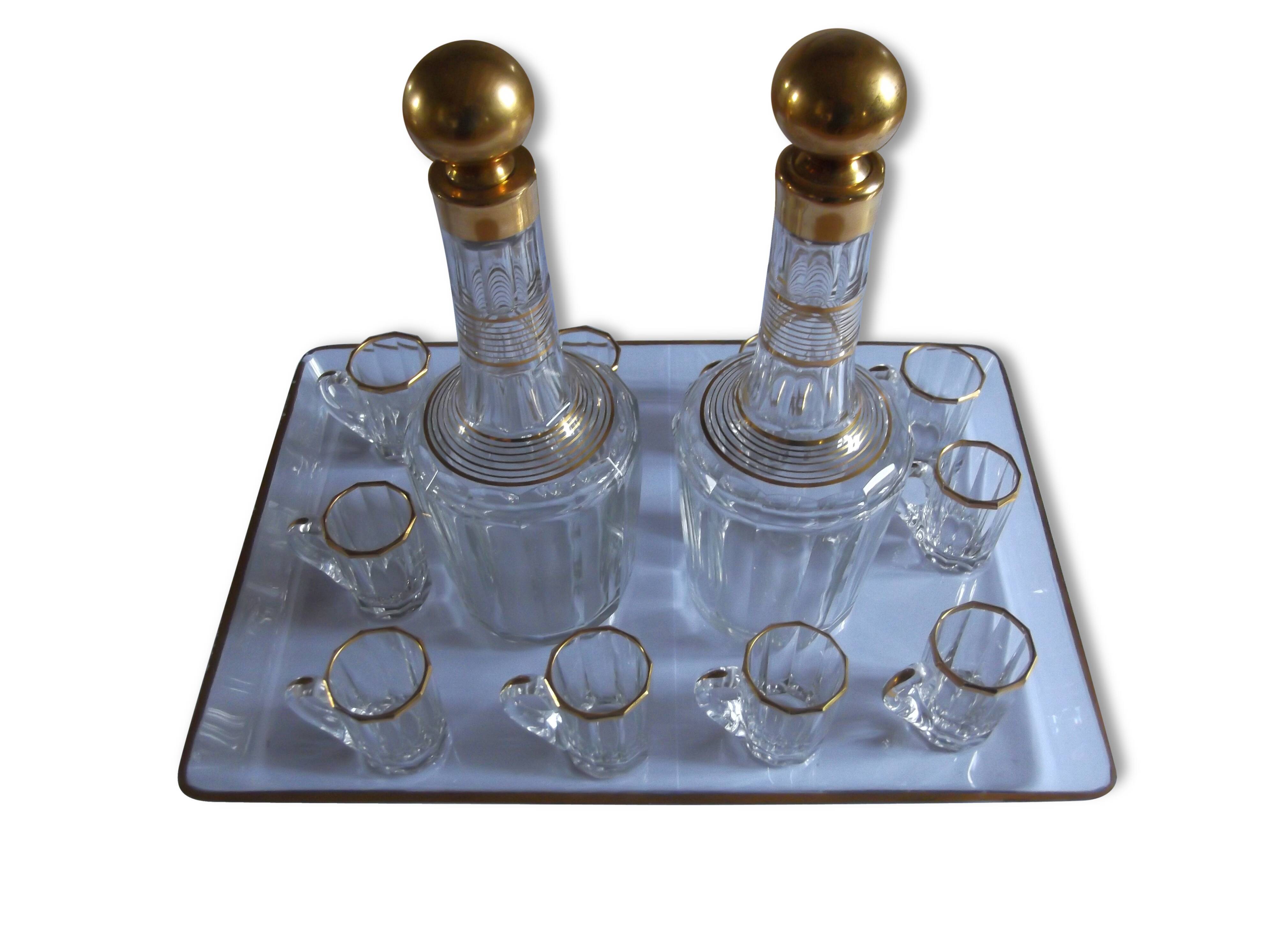 Service to liquor Golden end XIX Baccarat Crystal